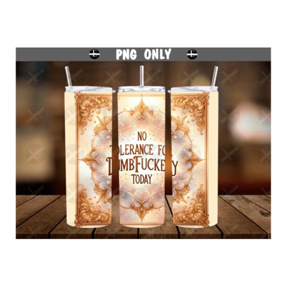 Funny 20oz drink tumbler‎ no tolerance for dumbfuckery today